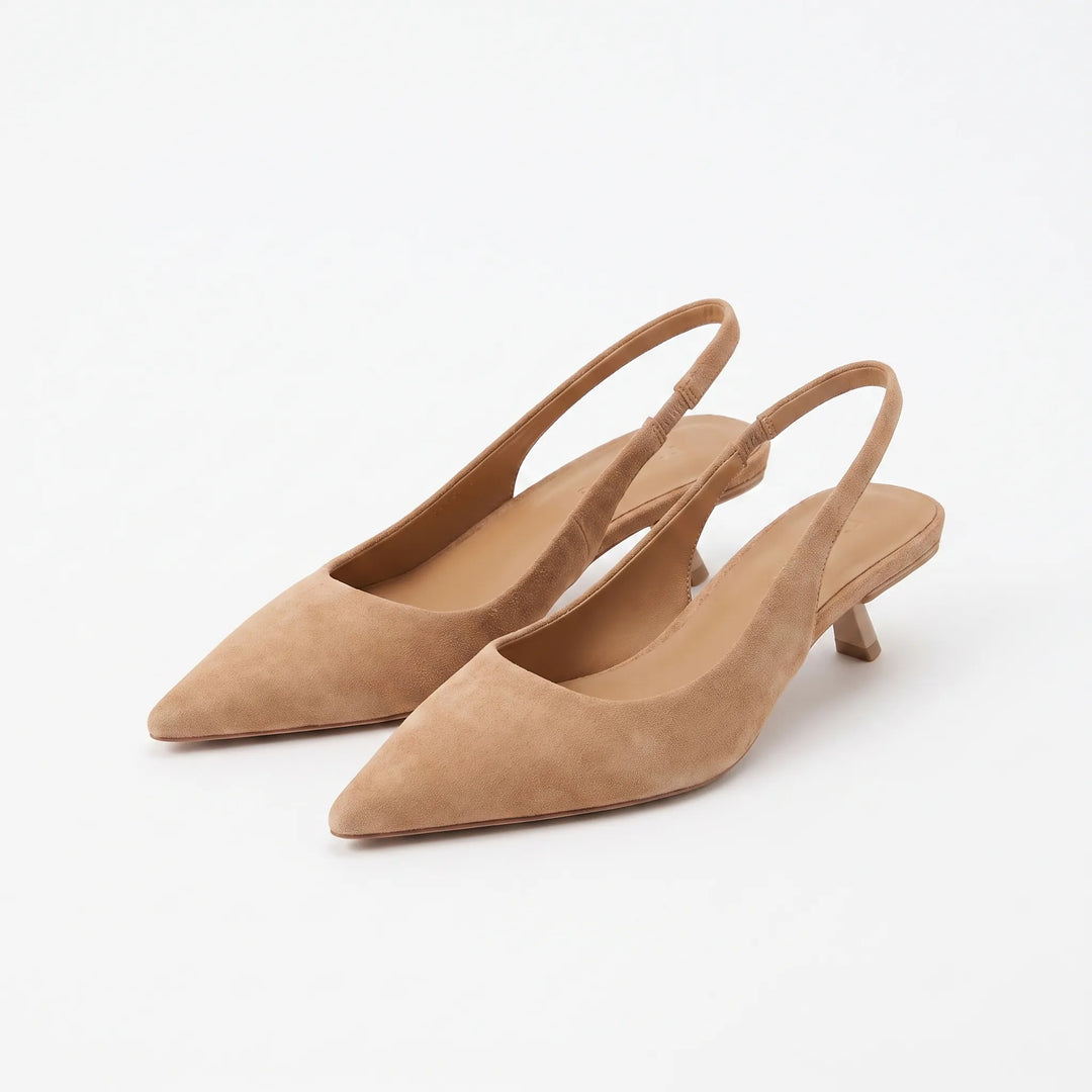 Elegant women's kitten heel slingback sandals, ideal for office wear, formal events, or stylish evening footwear.