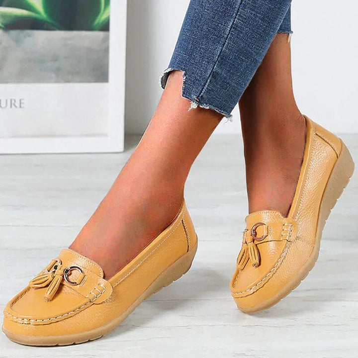 Stylish women's slip-on loafers. Comfortable orthopedic flats for everyday fashion, providing superior foot support.