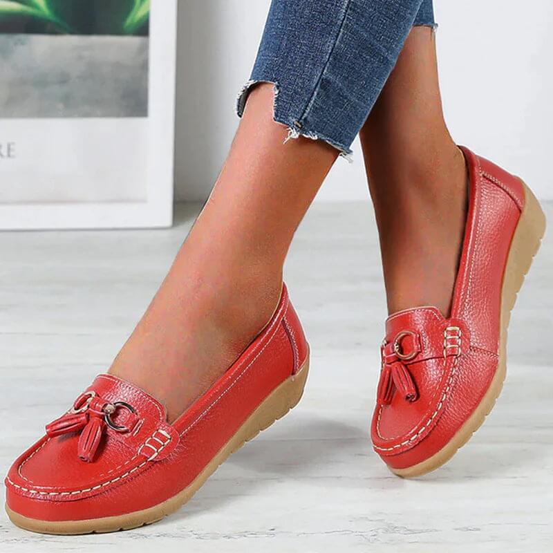 Everyday women's comfort loafers. Easy slip-on orthopedic flats for casual wear, providing great foot support.