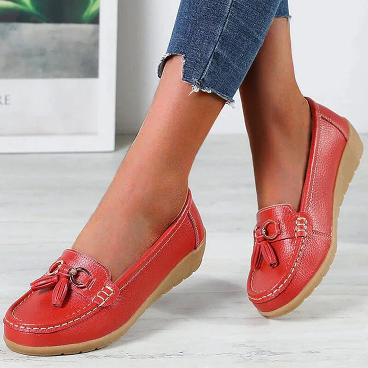 Everyday women's comfort loafers. Easy slip-on orthopedic flats for casual wear, providing great foot support.
