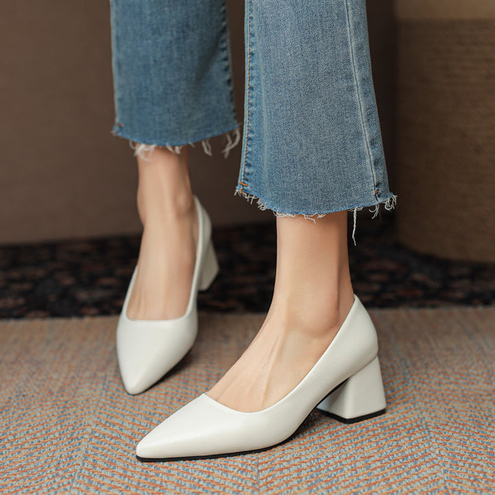 Classic women's block heel pumps, versatile for office, work, and evening events.