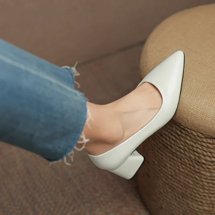 Stylish women's pointed toe pumps with a stable block heel for all-day comfort & elegance.