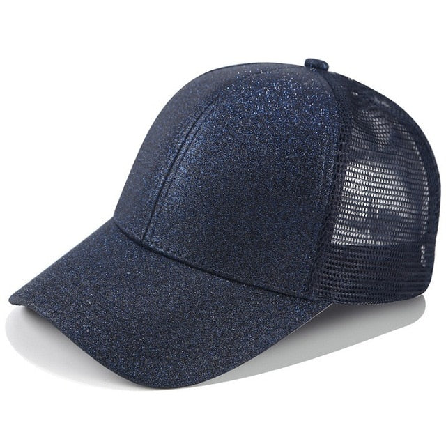 Versatile women's black ponytail baseball cap, ideal for high buns, sports, and effective sun protection.