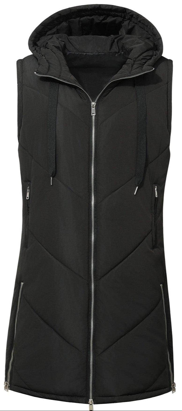 Stylish women's hooded puffer vest, quilted design for warmth and fashion