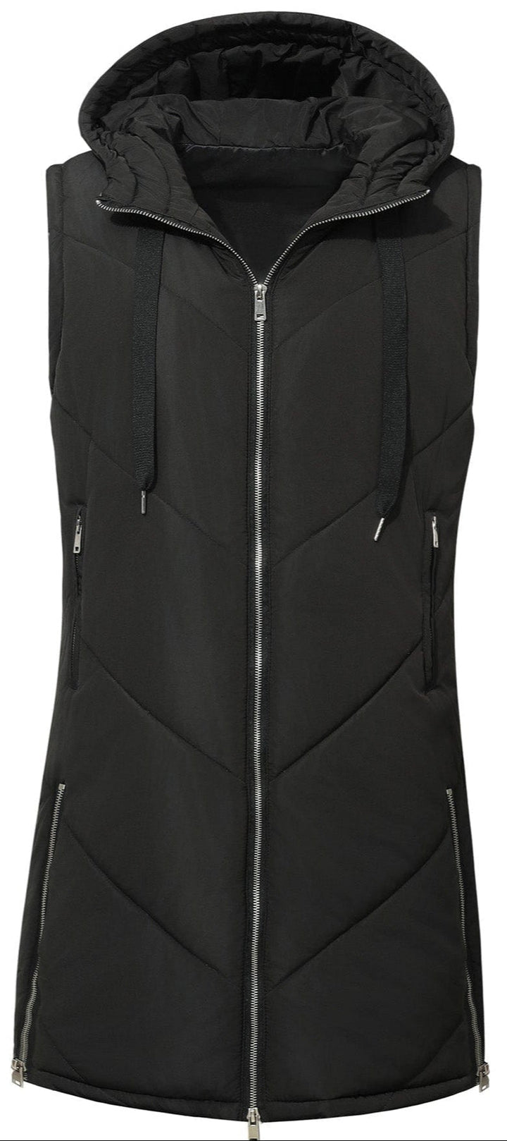 Stylish women's hooded puffer vest, quilted design for warmth and fashion