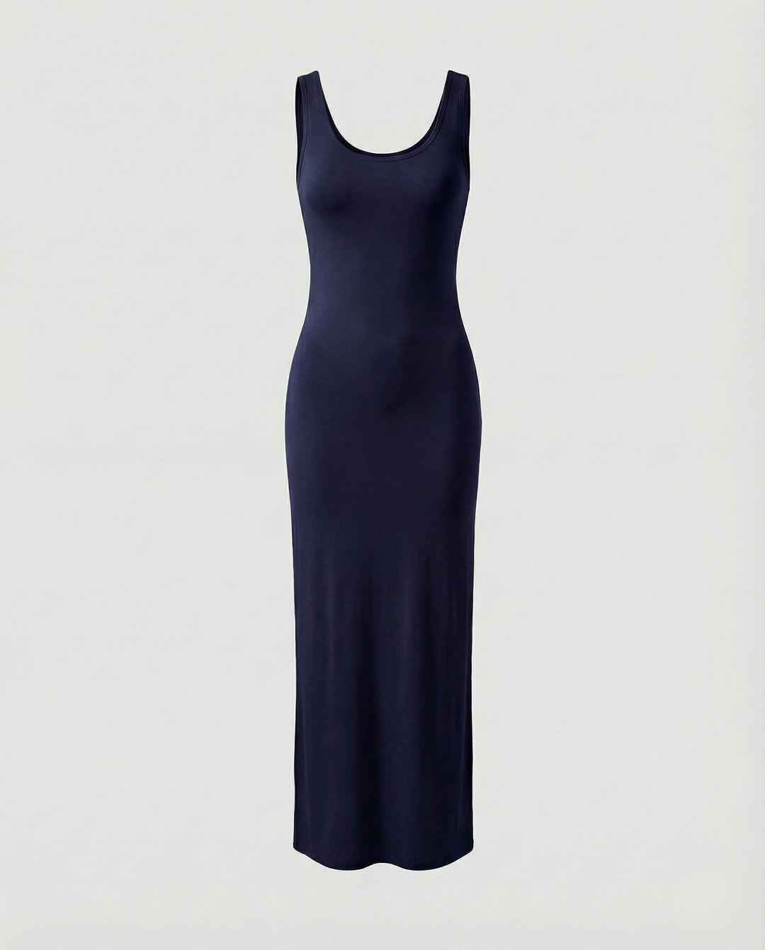 Simple chic women's black scoop neck sleeveless bodycon maxi dress, a timeless wardrobe staple.