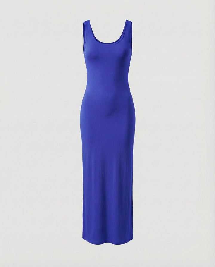 Light & airy scoop neck sleeveless bodycon maxi dress, essential women's summer fashion.