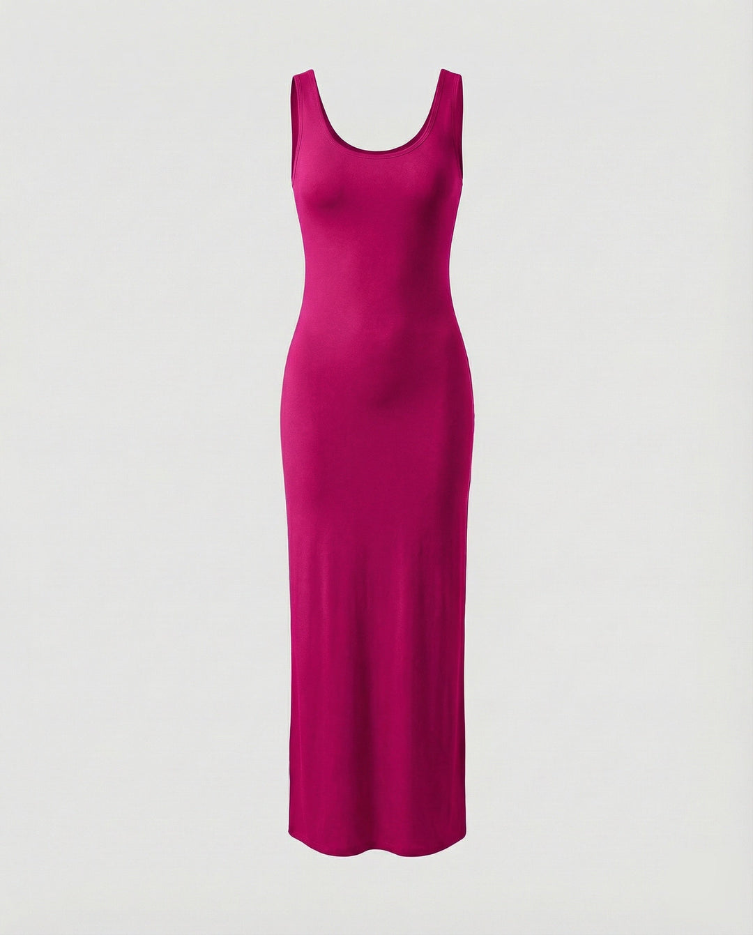 Elegant casual women's bodycon maxi dress, scoop neck & sleeveless for refined everyday style.