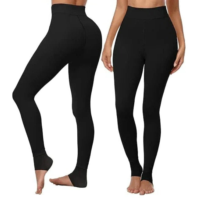 Cozy high-waist thermal leggings for women, stretchy and lined for winter warmth and activewear comfort.
