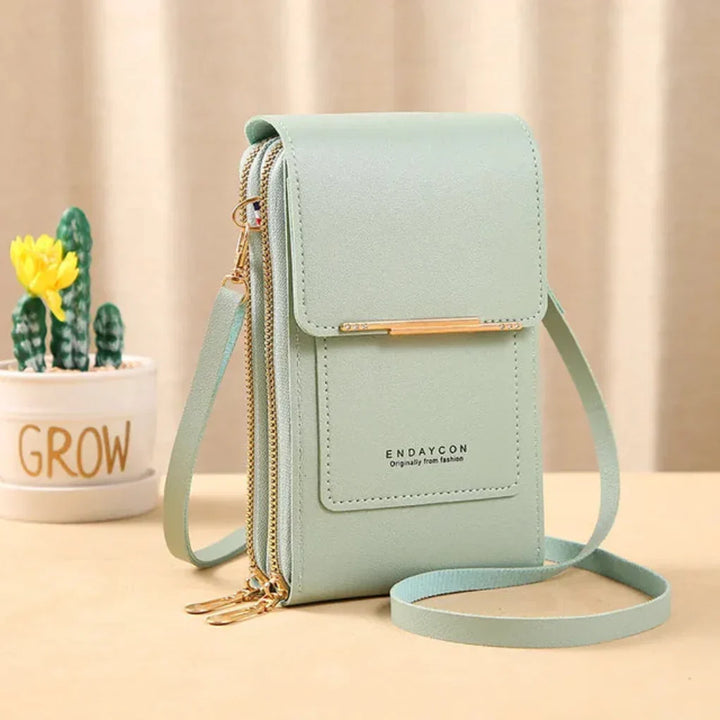 Modern women's touch screen crossbody bag, a smart accessory for tech-savvy ladies who value convenience.