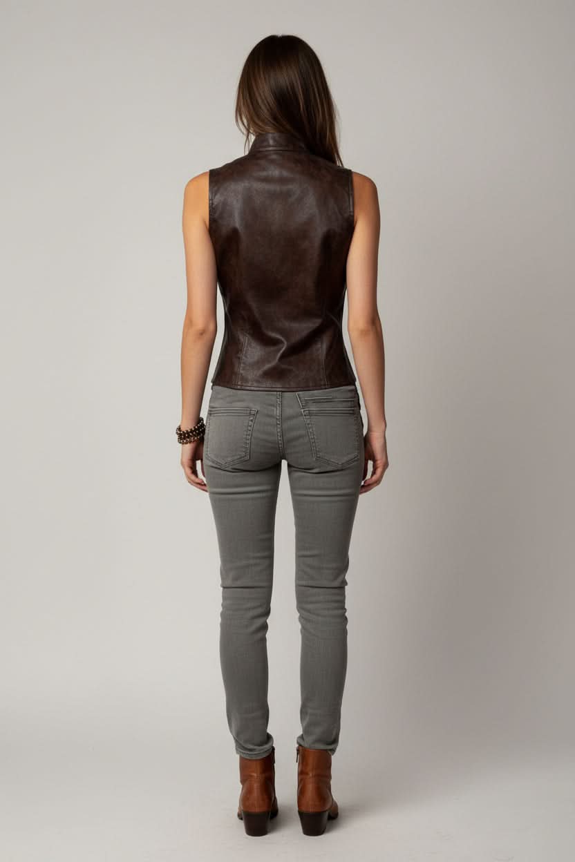 Modern women's streetwear vest, expressive design for an urban look. Trendy outerwear, great for layering.