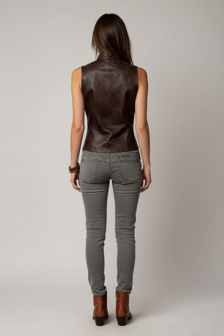 Modern women's streetwear vest, expressive design for an urban look. Trendy outerwear, great for layering.