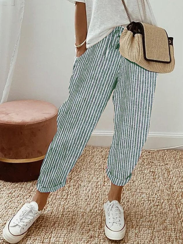 Woman wearing comfortable, breathable pants, perfect for an active and stylish lifestyle.