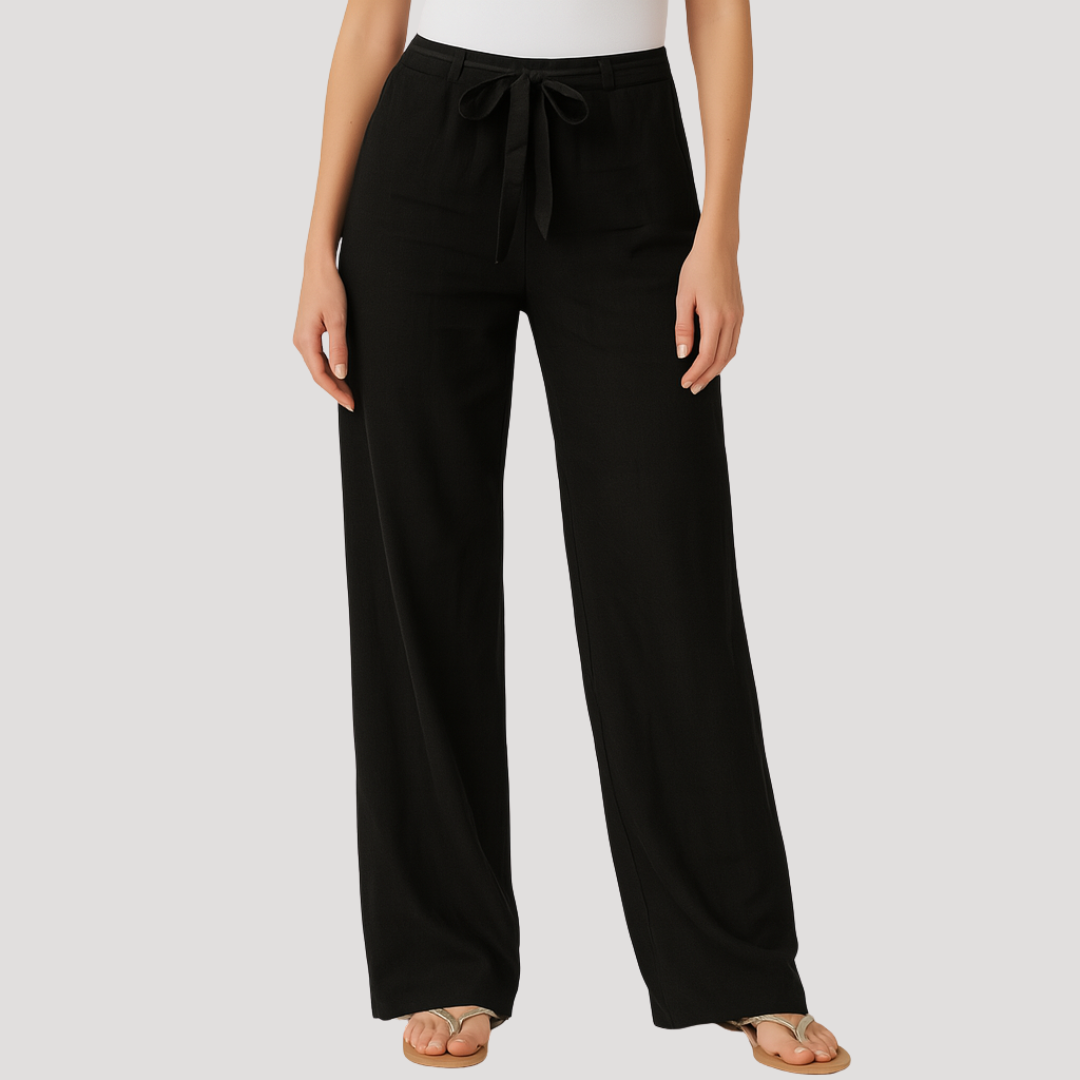 Casual women's linen drawstring pants, straight leg design offers ultimate comfort for warm weather outfits.