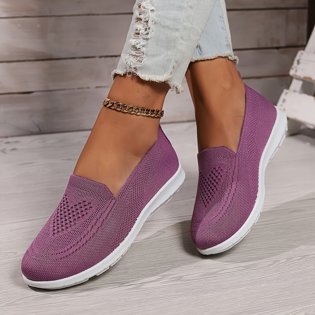 Women's stylish slip-on flatform loafers, breathable & comfortable for casual outings.