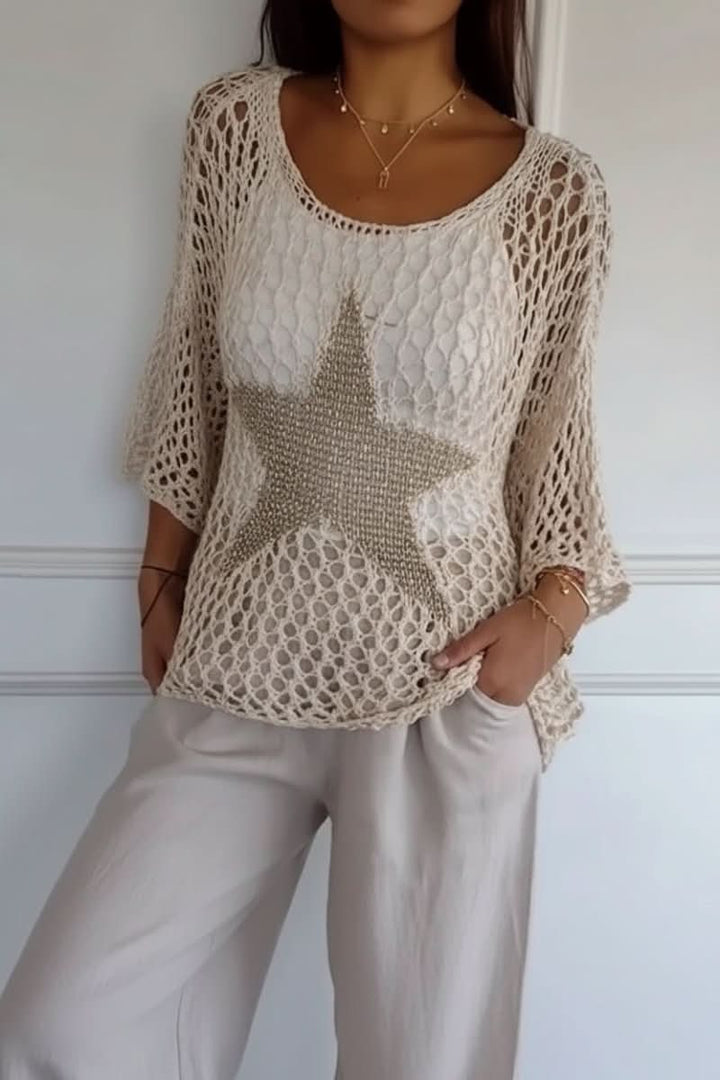 Stylish women's textured crochet crop top, ideal for bohemian summer looks, beach days & vacations.