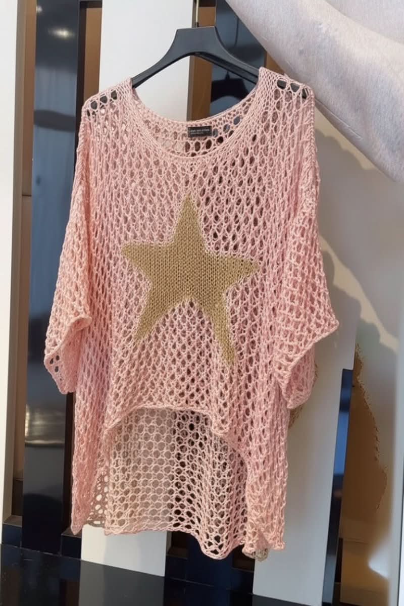 Bohemian women's crochet knit crop top for summer. Great for stylish beachwear & relaxed vacation looks.