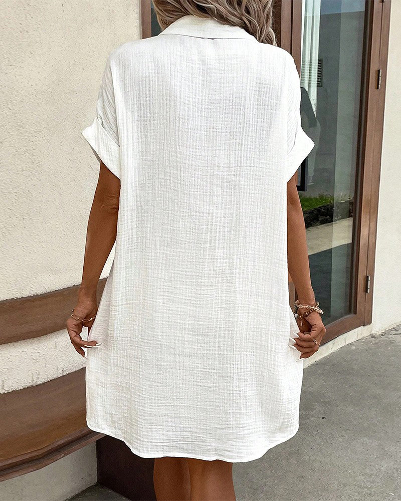 Stylish women's relaxed fit summer swing dress, airy & comfortable for casual or vacation vibes.