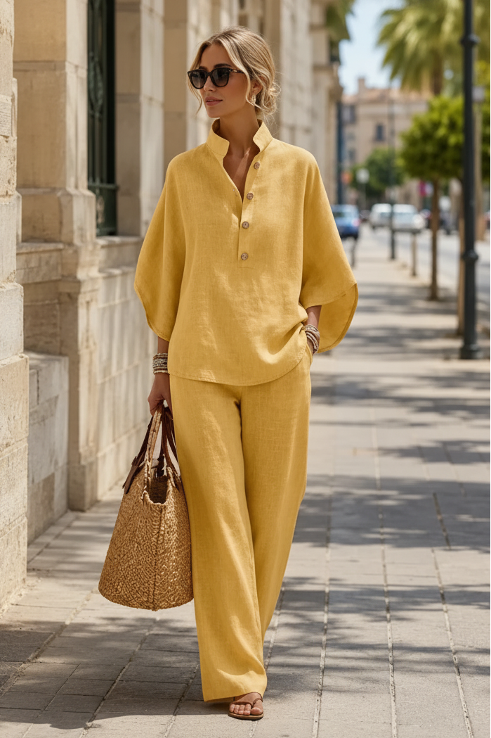 Women's breezy wide-leg two-piece set, perfect for summer casual wear and effortless style.