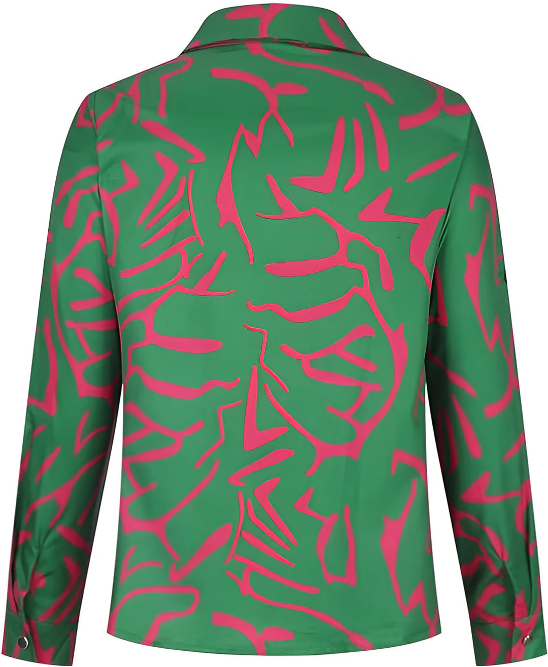 Chic women's abstract print blouse. Versatile long sleeve button-down for casual wear or workwear.