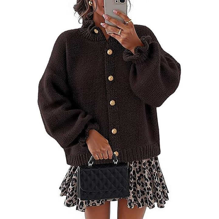 Women's buttoned knit sweater cardigan, a versatile wool blend piece for fall layering.