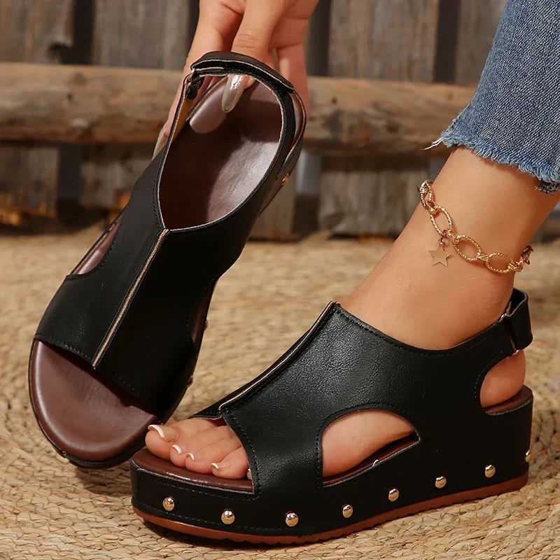 Women's Camellia Comfort Platform Cushioned Sandals, perfect for stylish summer wear.