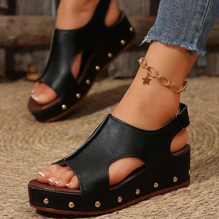 Comfortable Women's Summer Platform Sandals, Camellia design, offering cushioned support.