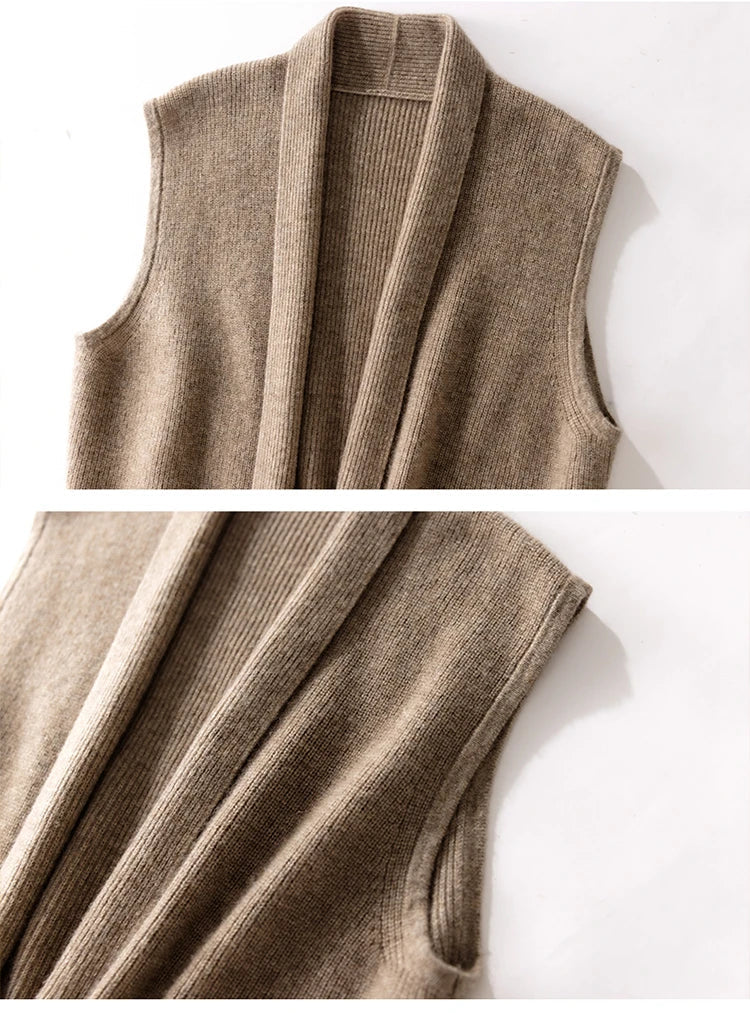 Women's essential layering: cashmere blend knit vest with a practical belt