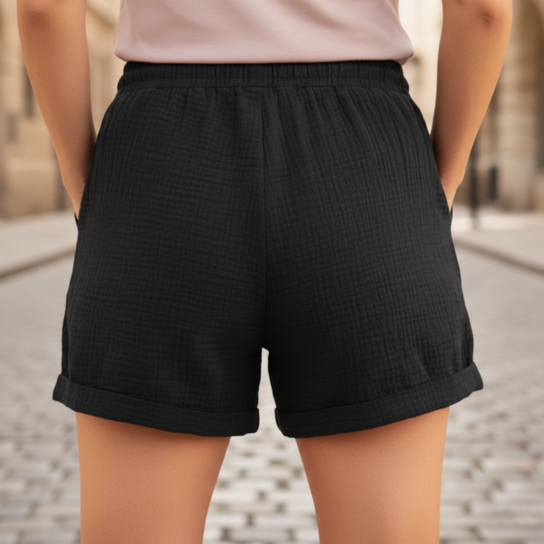 Comfortable women's relaxed fit drawstring shorts. Perfect for casual summer fashion & warm weather.