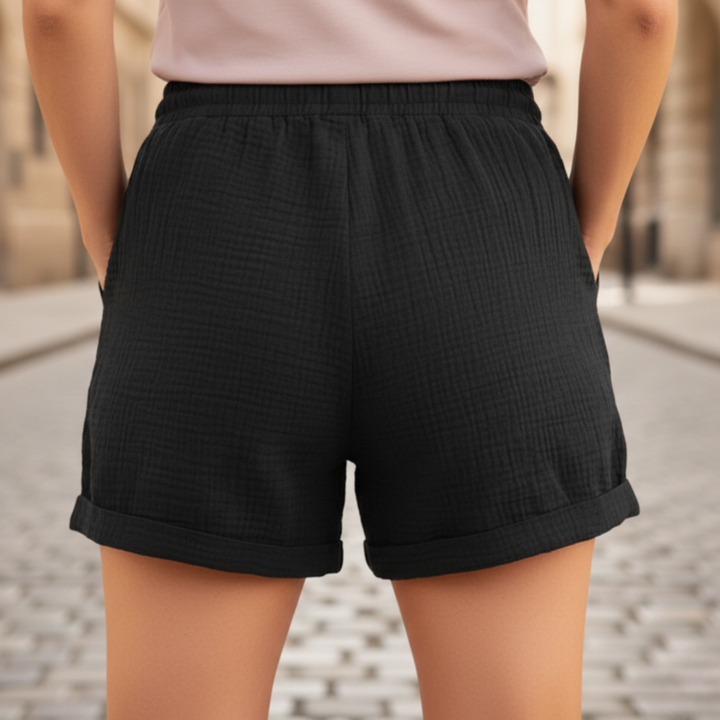 Comfortable women's relaxed fit drawstring shorts. Perfect for casual summer fashion & warm weather.