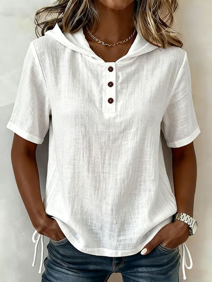 Women's casual hooded shirt, long sleeve, relaxed fit, perfect for everyday spring & summer wear.