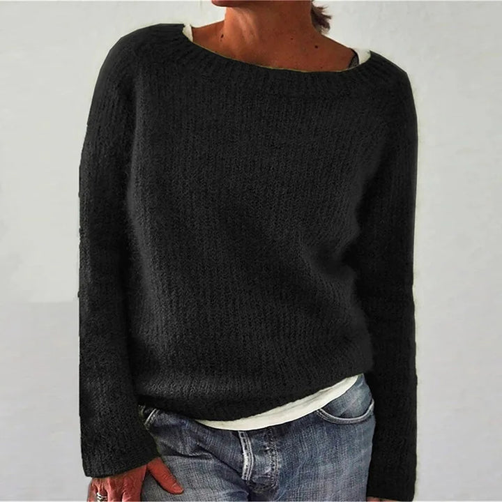 Women's casual knit relaxed pullover sweater in soft fabric, perfect for fall fashion and everyday comfort