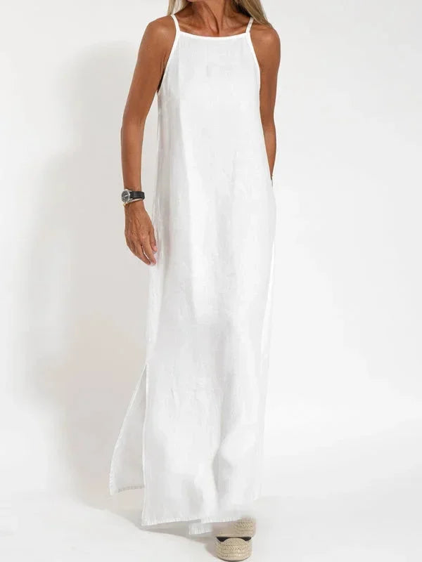 Versatile women's sleeveless maxi dress, casual & flowy with a side slit, great for day-to-night.
