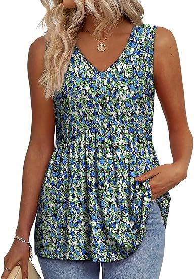Woman wearing a relaxed fit casual sleeveless top, perfect for comfortable everyday summer fashion.