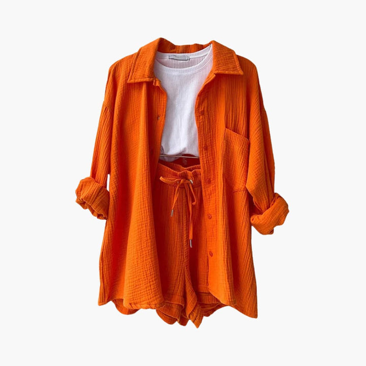 Casual women's summer outfit. Two-piece set with soft, breathable fabric.