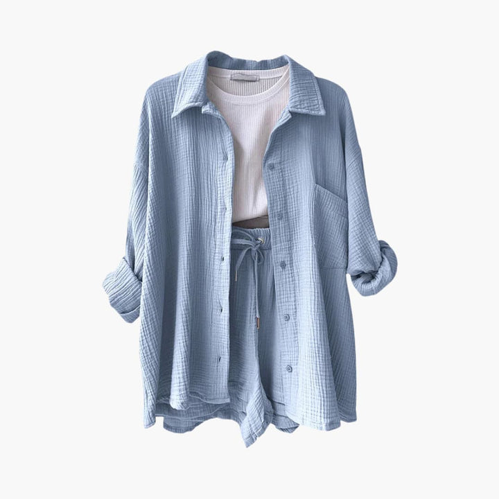 Stylish women's relaxed fit two-piece. Great for summer & warm weather.
