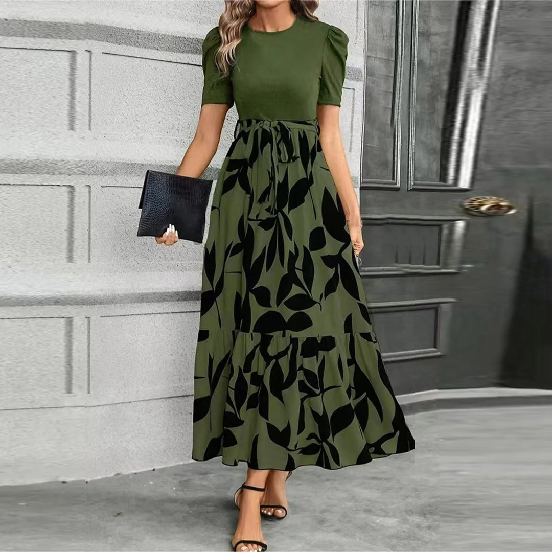 Elegant women's patterned maxi dress, long and comfortable, suitable for versatile casual & occasion wear.