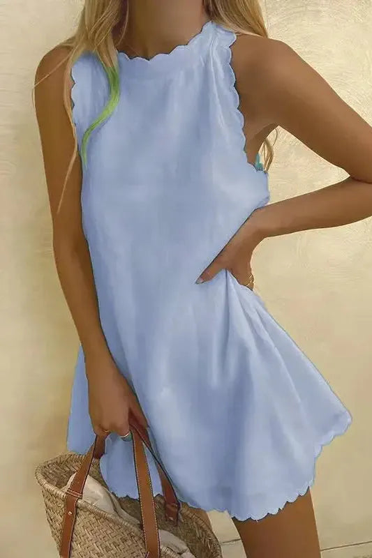 Women's modern tailored mini dress, short, chic, and perfect as a versatile day dress.