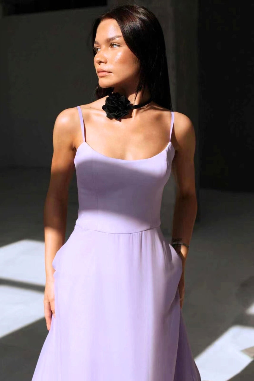 Graceful women's party dress, a twirl midi style that's elegant and comfortable for guests.
