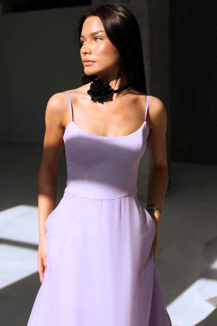 Graceful women's party dress, a twirl midi style that's elegant and comfortable for guests.