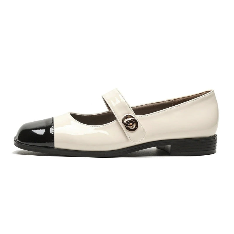 Women's classic black Mary Jane flats with wide toe box & arch support for all-day comfort.