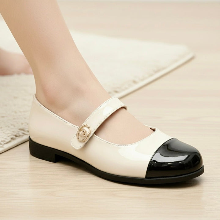 Ergonomic women's footwear: Mary Jane flats with a roomy wide toe box & responsive arch support.