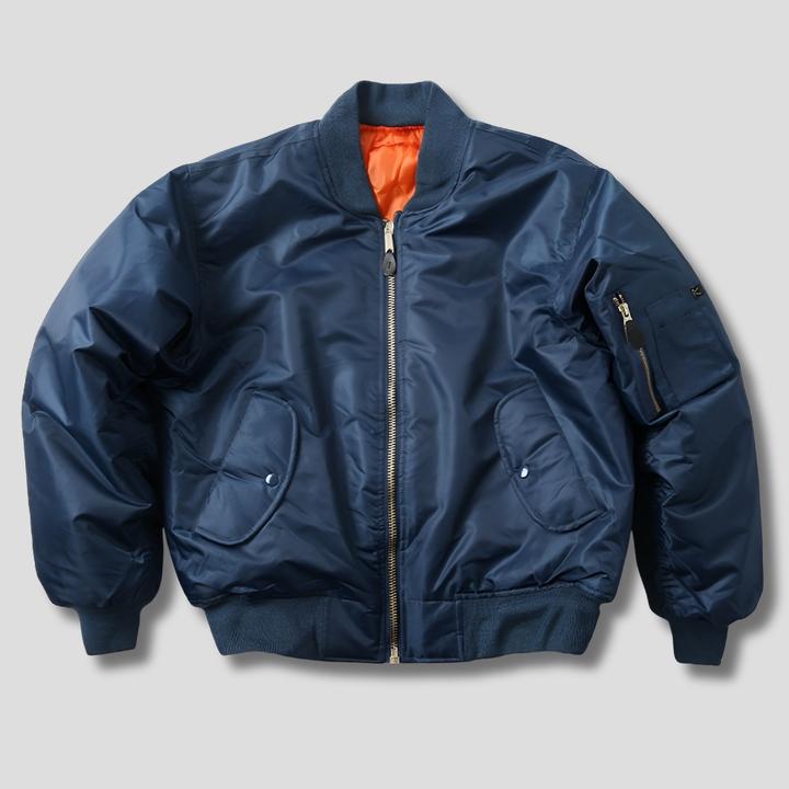 Women's zippered bomber jacket, offering classic style & comfort. Ideal versatile all-season outerwear.