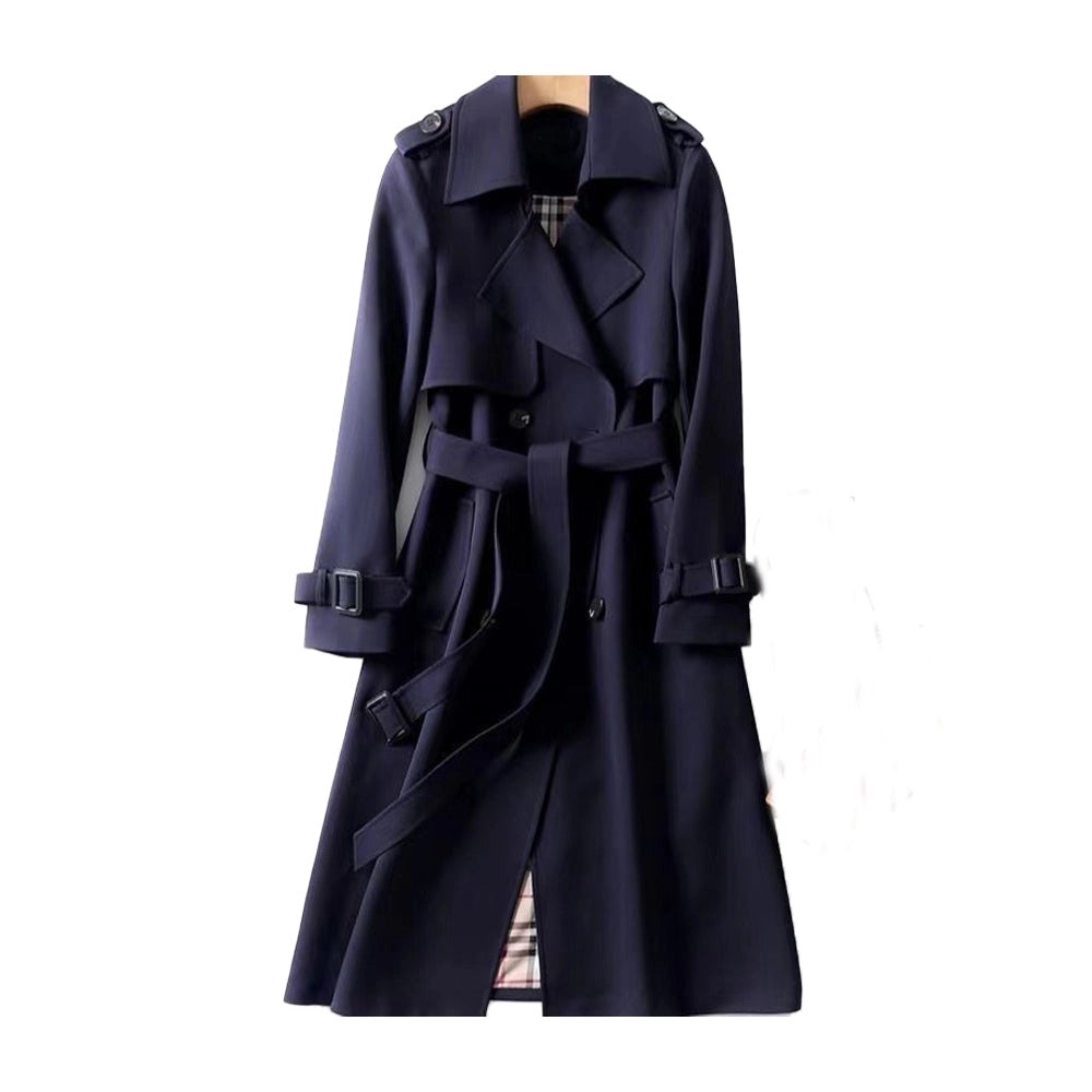 Classic women's belted trench coat, featuring double-breasted design, ideal as a stylish spring jacket.