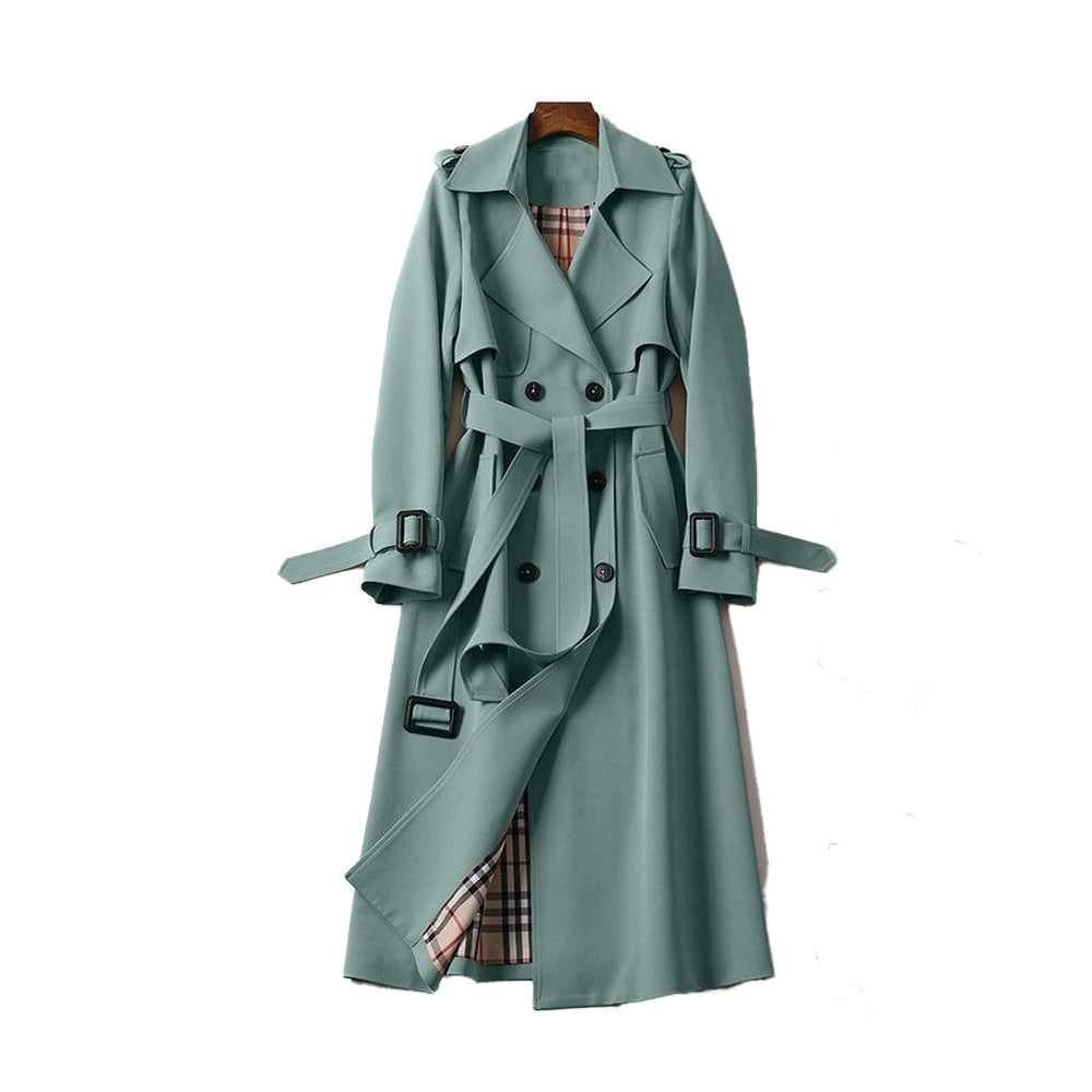 Stylish women's classic trench coat, perfect double-breasted outerwear for versatile spring & fall fashion.