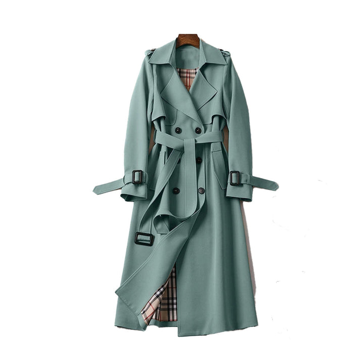 Stylish women's classic trench coat, perfect double-breasted outerwear for versatile spring & fall fashion.