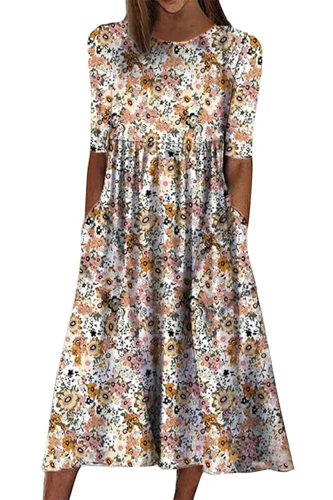 Women's classic midi dress with elegant button detail, perfect for day to night wear. Relaxed fit.
