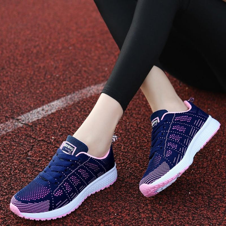 Close-up of the spacious toe box on women's comfortable orthopedic shoes for pain relief.