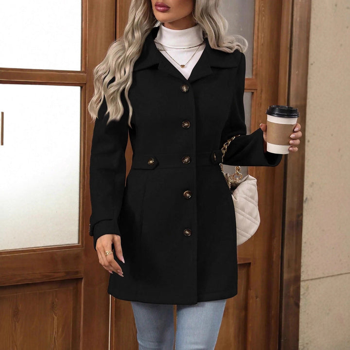 Professional women's trench coat, classic design with notch collar and adjustable belt, perfect for office and everyday.
