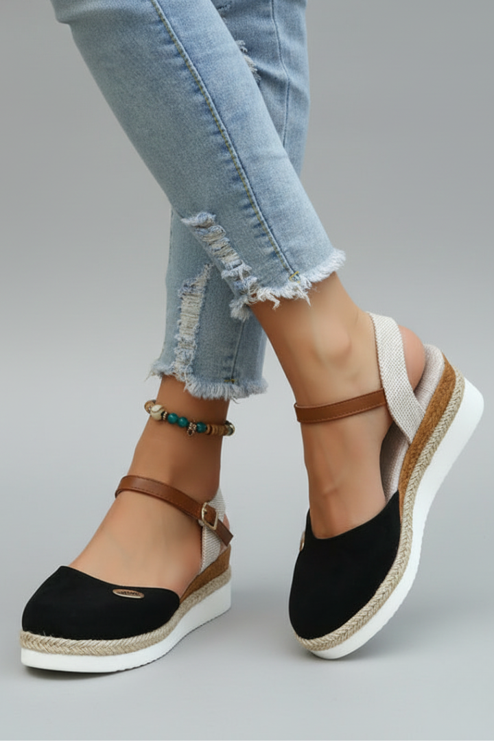 Women's Closed-Toe Espadrille Sandals with Heel Strap. Platform style, comfortable and perfect for summer.
